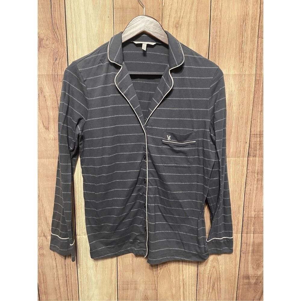 Victorias Secret Small grey striped pajama sleep top shirt